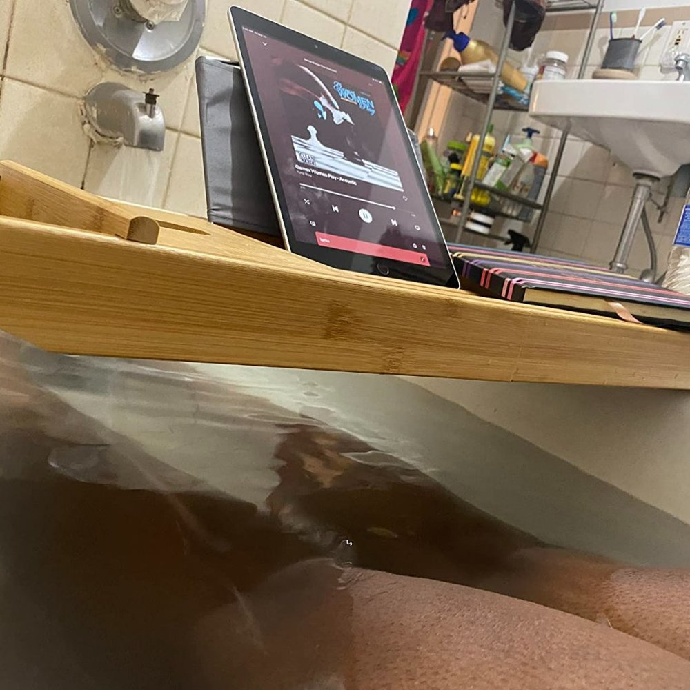 Adjustable Folding Bamboo Bathtub Tray Table